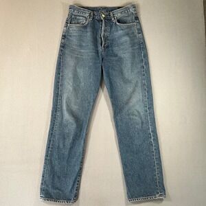 Goldsign Womens High Rise Straight Leg Jeans Blue Medium Wash Button Fly Size 27